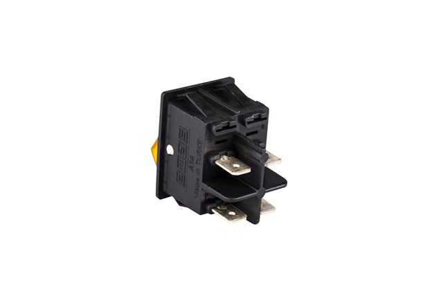 30*22mm Black Body 2NO with Illumination with Terminal (0-I) Marked Yellow A14 Series Rocker Switch